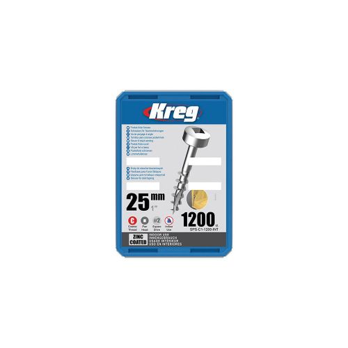 1200 vis galvanisés - 6 x 25 mm - filetage épais - Maxi-Loc carré