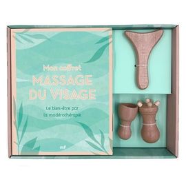 Mon Coffret Massage Du Visage - Le Bien-Être Par La Madérothérapie - Avec 1 Gua Sha, 1 Cloche De Massage, 1 Coupe Champignon Et 1 Livre