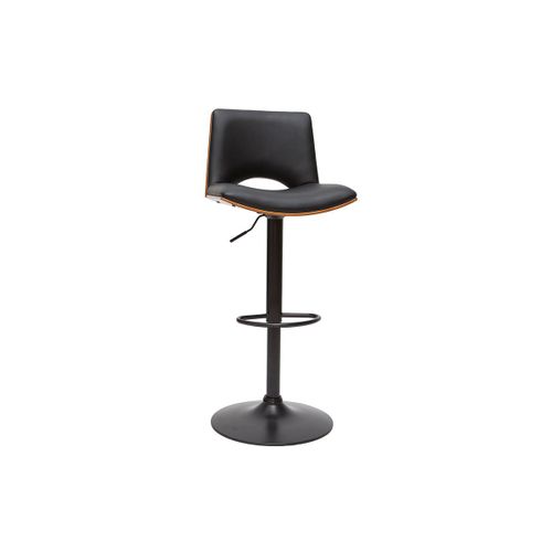 Tabouret De Bar Design Réglable Noir Et Bois Foncé Panach