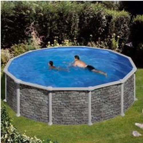 Kit piscine hors-sol corcega acier aspect pierre ronde Ø350 x h132cm