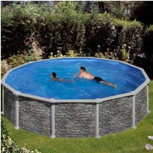 Kit piscine hors-sol corcega acier aspect pierre ronde Ø460 x h132cm