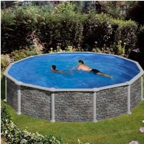 Kit piscine hors-sol corcega acier aspect pierre ronde Ø550 x h132cm