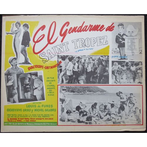 Le Gendarme De Saint-Tropez - Réalisé En 1964 Par Jean Girault Avec Louis De Funès , Geneviève Grad Et Michel Galabru - Affiche De Cinéma Originale Mexicaine De 1964 - 33x41 Cm * Mexican Lobby Card