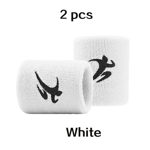 2 Pieces White -Serre Poignets De Soutien Pour Le Sport,Bracelet En Coton Élastique,Pour Gym,Fitness,Haltérophilie,Pour Le Baske