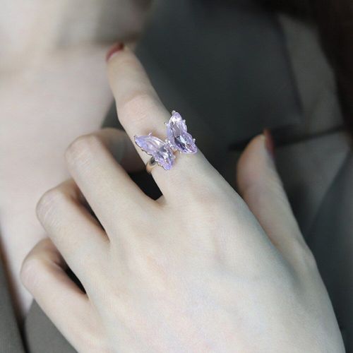 Bague Et Pendentif Papillon Violet Et Cristal Pour Femmes, Ensemble De Boucles D'oreilles Ajustables, Bijoux De Fête, Nouveauté 2021