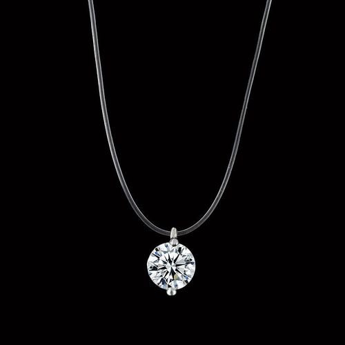 Collier De Fil De Pêche Transparent Pour Femmes, Chaîne Invisible, Ras De Cou, Tendance, Avec Strass, Couleur Argent