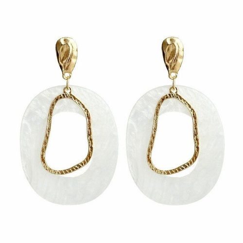 Boucles D'oreilles Géométriques Blanches En Acrylique Pour Femmes, Bijoux De Fête, Coréen, Fleur Douce, Déclaration, Coque En Résine, Nouvelle Collection 2021