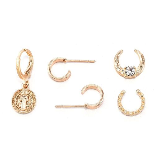 Boucles D'oreilles Punk En Cristal Doré Pour Femmes Et Filles, 5 Vagues, Accessoires En Or