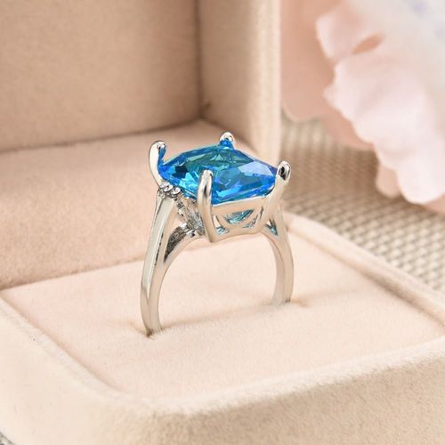 Bague En Cristal Strass Bleu Pour Femmes, Nouvelle Mode Élégante, Grande Mer, Bijoux De Fête De Mariage