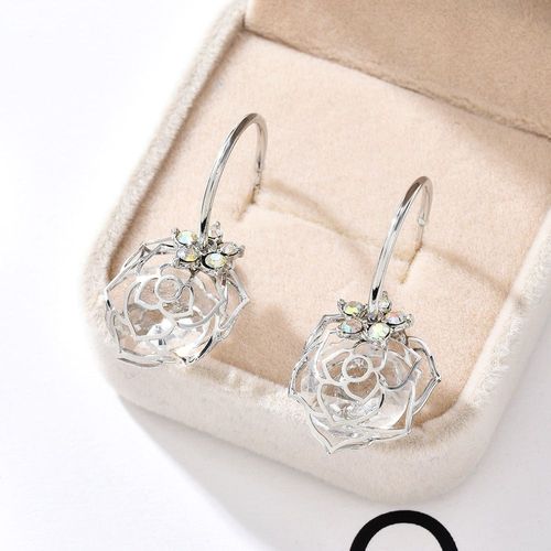 Boucles D'oreilles En Cristal Pour Femmes, Bijoux Ajourés, Couleur Argent, Rose, Goutte D'eau, Mode Coréenne, Tendance