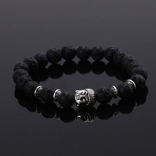 Bracelet En Pierre Naturelle Élastique, Avec Perles Blanches Howlite Malachite Lava Bouddha, Pour Hommes Et Femmes