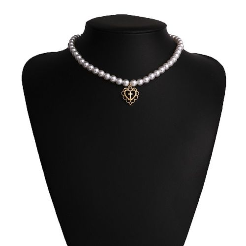 Collier Ras Du Cou En Forme De C¿Ur Pour Femme, Imitation Perle, Pendentif En Croix, Bijou De Couple Pour Fête De Mariage, Nouveauté 2020