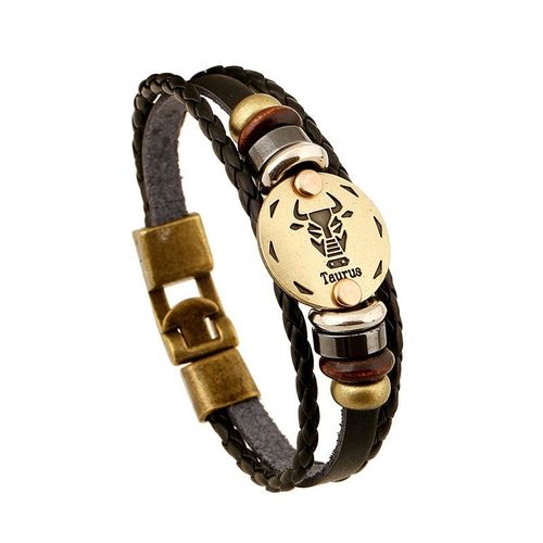 Bracelet En Cuir Tressé Avec 12 Constellations, Breloque Lumineuse, Horoscope Du Zodiaque, Bijoux De Poignet Pour Hommes Et Femmes, Cadeau