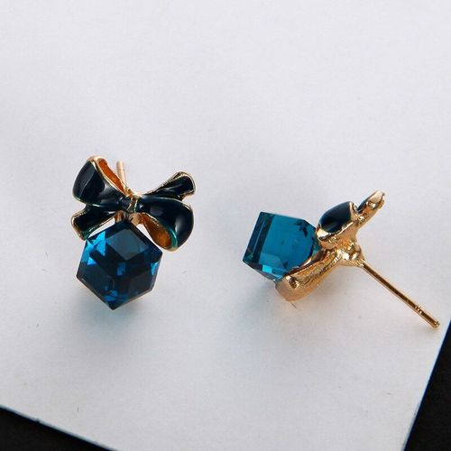 Boucles D'oreilles Scintillantes Pour Femmes, Nouvelle Mode, Haute Qualité, Chic, N¿Ud Papillon Cubique, Vert, Bleu, Cristal, Strass, 2021