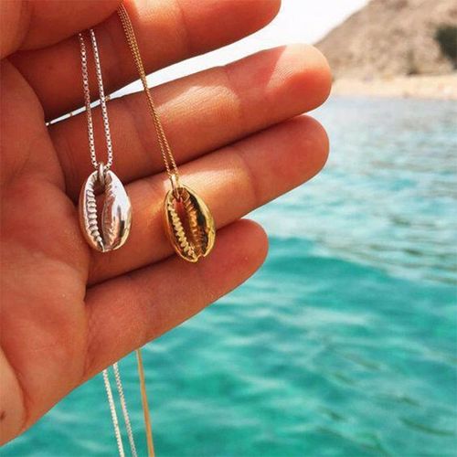 Collier Vintage En Coquillage De Conque Pour Femmes, Pendentif En Forme De Coquillage, Océan, Plage, Boho, Bijoux Cadeau, Couleur Or Argent