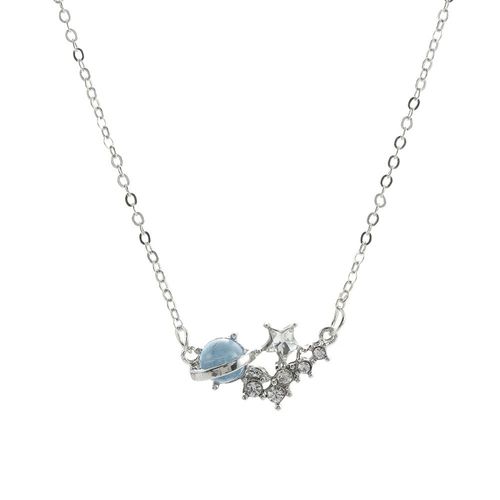 Collier Fantaisie Planète En Verre Bleu Frais Pour Femmes, Accessoires Bijoux Anniversaire