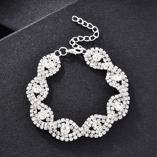 Bracelet Élégant Avec Strass Pour Femmes, Nouvelle Mode, Brillant, Cristal, Chaîne En Métal, Bijoux De Mariage, Cadeau De Noël, 2020