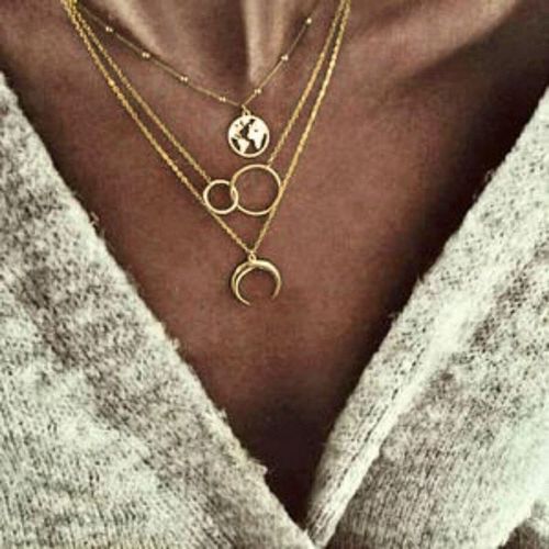 Collier Rétro Pour Femmes, Pendentif Multicouche, Couleur Or Et Argent, Breloque De Fête, Accessoires Bijoux, Nouvelle Mode