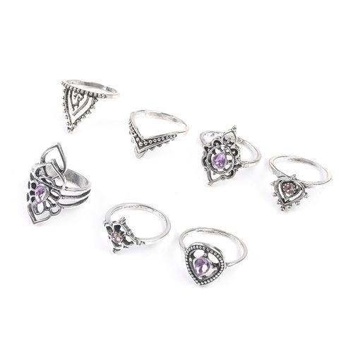 Bague Midi Au Dessus De La Jointure, Nouveau, Vintage, Violet, Cristal, Strass, Sculpté, Goutte, Bijoux, 7 2020, Pièces/Ensemble