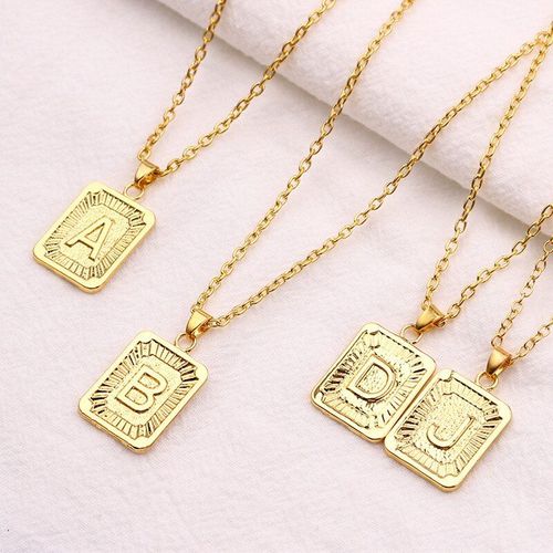 Colliers Avec Initiales En Or Minuscule, Breloques Unisexes, Lustre, En Métal Doré, Pendentif De Couple, Pour Femmes Et Hommes, Bijoux Cadeau