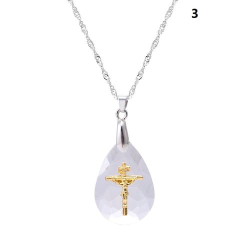 Collier Avec Pendentif Croix En Or Blanc, Bijoux En Cristal, Cadeau, Livraison Gratuite