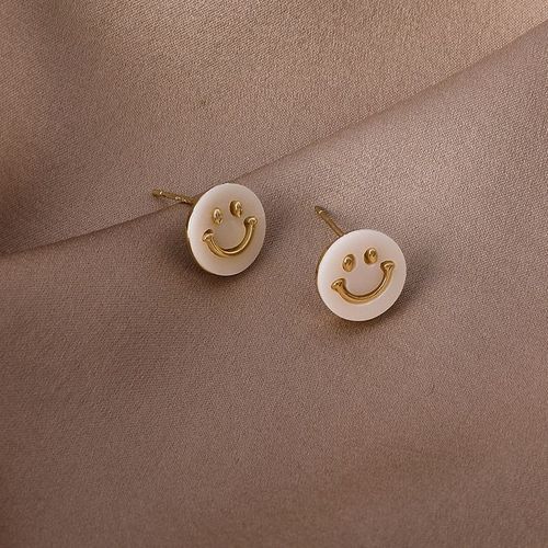 Boucles D'oreilles Pour Femmes, Bijoux En Métal Doré Simple, Tendance, Mignon, Géométrique, Smiley, Coquillage, Mode, Nouvelle Collection 2021