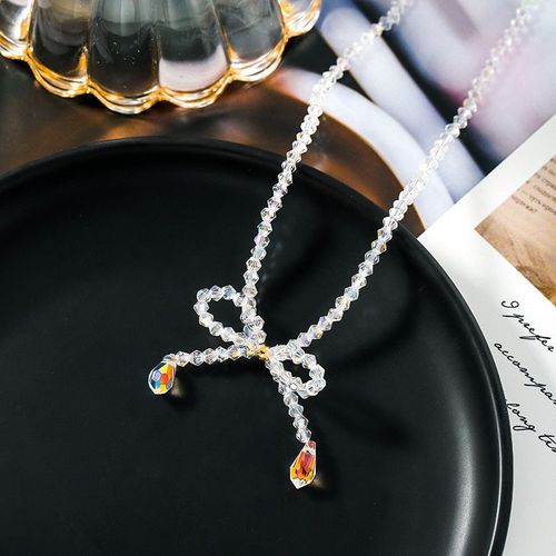 Collier Ras De Cou Avec N¿Ud Papillon En Cristal Pour Femmes, Bijou Simple, Goutte D'eau, Tendance, Cadeaux, Nouvelle Collection 2020