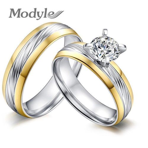 Bagues De Mariage Tendance Pour Hommes Et Femmes, En Acier Inoxydable, Avec Pierre Cz, Taille Mixte, Bijoux Fins Pour Fête De Fiançailles