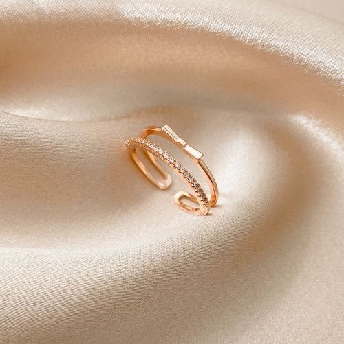 Bagues Ajustables Pour Femmes, Bijoux Mignons En Cristal, Or Rose, À La Mode, 2020