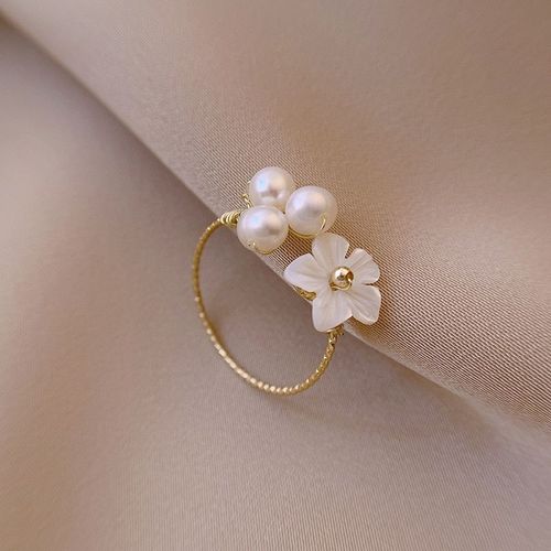 Bagues En Coquillage D'eau Douce Pour Étudiantes, Bijoux Élégants En Fausses Perles, Tendance, Nouvelle Collection 2021