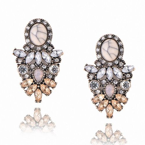 Boucles D'oreilles Rétro Pour Femmes, Mode Européenne Et Américaine, Pierre Rose, Cristal, Fleur, Goutte D'eau, Strass Doré, Boucles D'oreilles Modernes, Cadeaux