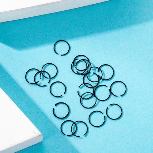 Faux Anneau De Nez Noir Pour Femmes, 20 Pièces, Anneau De Septum, Cerceau Cartilage Tragus Helix, Petit Piercing De Nez, Accessoires