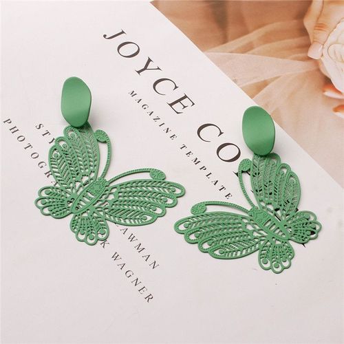 Boucles D'oreilles Papillon En Métal Creux, Originales, Peintes En Aérosol, Pour Femmes, Vintage, Découpées Sur Papier, Bijoux, Bleu, 2021