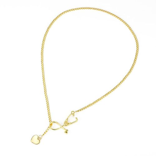 Stéthoscope Collier Lariat C¿Ur Pendentif Rose Or Noir Couleur, Collier Médical, Collier, Collier, Collier, Bijoux D'infirmière