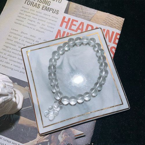 Bracelet De Perles Rondes En Verre Transparent Pour Femmes Et Hommes, Mignon Ours Gommé En Cristal Blanc, Bracelet De Personnalité Pour Couple, Cadeau D'amour, Mode Coréenne