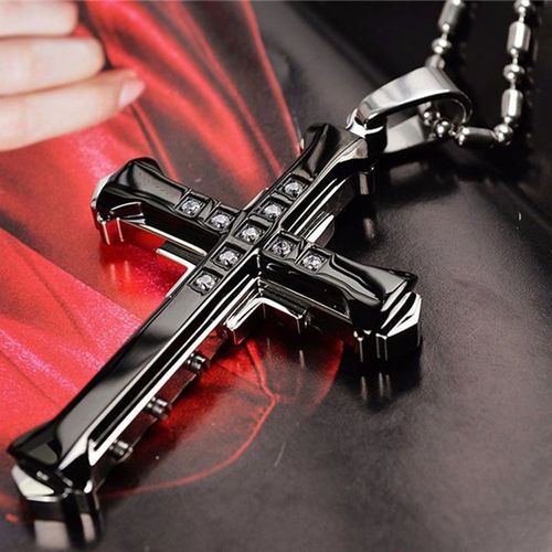 Collier Avec Pendentif Croix En Cristal Pour Homme, Jésus, Couleur Or/Noir/Bleu, En Zircone, En Acier Inoxydable, Nouveauté 2021