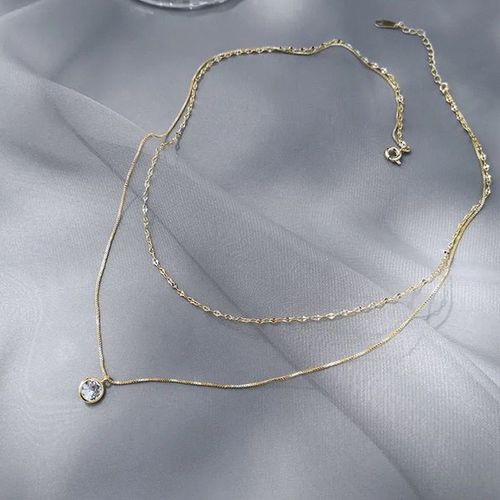 Collier D'été Double Cristal Pour Femmes, Ras De Cou Tendance Pour Étudiantes, Élégant En Métal, Pendentif De Fête, Nouvelle Collection 2021