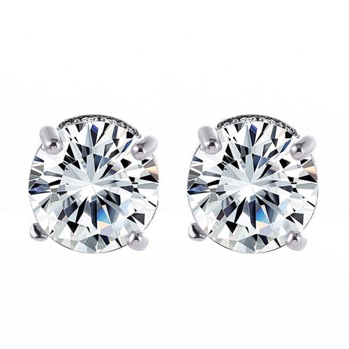 Paire De Boucles D'oreilles En Zircon Pour Femmes, Élégantes, À La Mode, Rondes, En Cristal Blanc, Bijoux De Mariage, Offre Spéciale