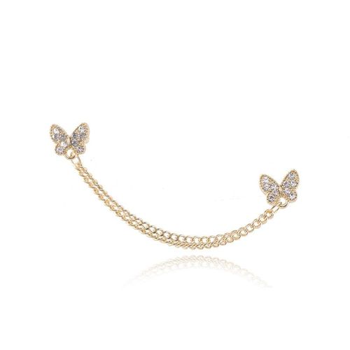 Boucles D'oreilles Papillon Longues Pour Femmes, Bijoux À La Mode, Couleur Or, Strass Blanc, Animaux, Cadeaux Pour Filles