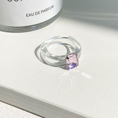 Bague En Strass Acrylique Pour Femmes, Grand Doigt Transparent, Vintage, Bijoux De Fête Pop