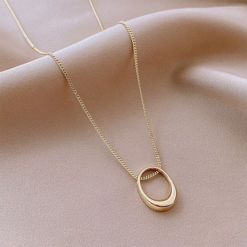 Collier Pendentif Ovale En Métal Pour Femmes, Chaîne Géométrique Simple, À La Mode, Nouvelle Collection 2021