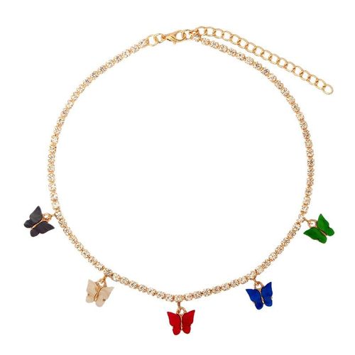 Collier Avec Pendentif Papillon Multicolore Pour Femmes, Chaîne De Tennis En Cristal, Ras Du Cou, Bijoux De Luxe, Cadeau De Fête, Nouvelle Collection 2020