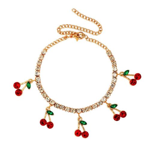 Bracelet En Strass Scintillant, Joli Et Mignon, Cristal De Cerise, Couleur Or Et Argent, Bijoux À La Mode, Cadeaux, Nouvelle Collection