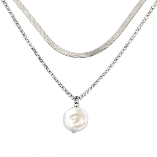 Collier À Pendentif Imitation Perles Pour Femmes, Multicouche, Strass Brillant, Ras Du Cou, Bijoux Cadeau De Mariage, Nouvelle Mode 2020