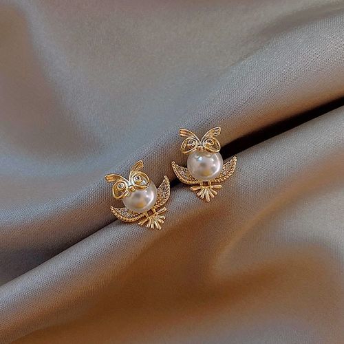 Boucles D'oreilles Hibou Perle Version Coréenne Du Net Rouge, Boucles D'oreilles Tempérament Femme, Tendance, Exquises Élégantes, Nouvelle Collection 2020