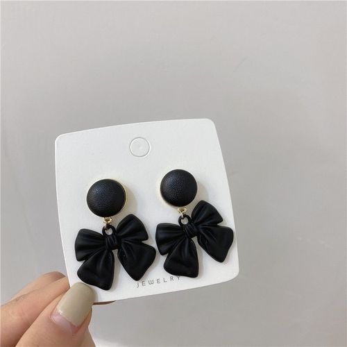 Boucles D'oreilles En Métal À N¿Ud Noir Pour Femmes, Mode Ronde Vintage En Cuir, Boucles D'oreilles Goutte De Couleur Rouge, 2021