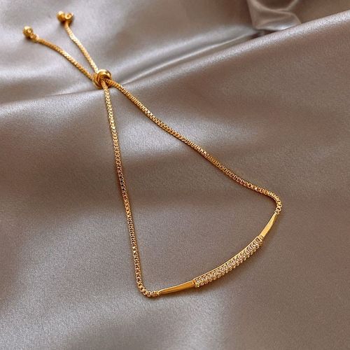Bracelet En Bambou Simple Pour Femmes, Bijou Coréen Tendance, Cristal, Métal Doré, Cadeau, Nouvelle Collection 2021