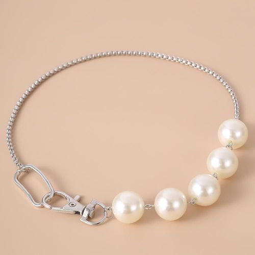 Collier Minimaliste En Perles Simulées Pour Femmes, Bijoux Gothiques À La Mode, Chaîne Géométrique En Métal, Ras Du Cou, 2020