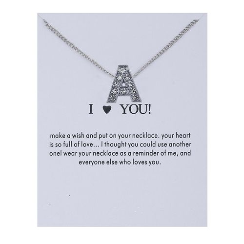 Collier Avec Pendentif En Cristal Pour Femme, Cadeau De Saint Valentin, Alphabet, Lettres Initiales, Carte De Message, Bijoux I Love You