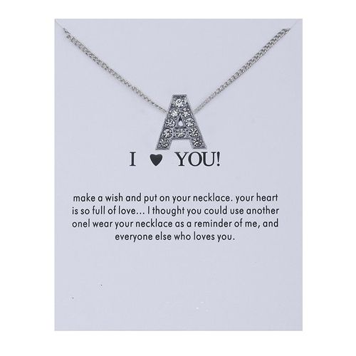 Collier Avec Pendentif En Cristal Pour Femme, Cadeau De Saint Valentin, Alphabet, Lettres Initiales, Carte De Message, Bijoux I Love You